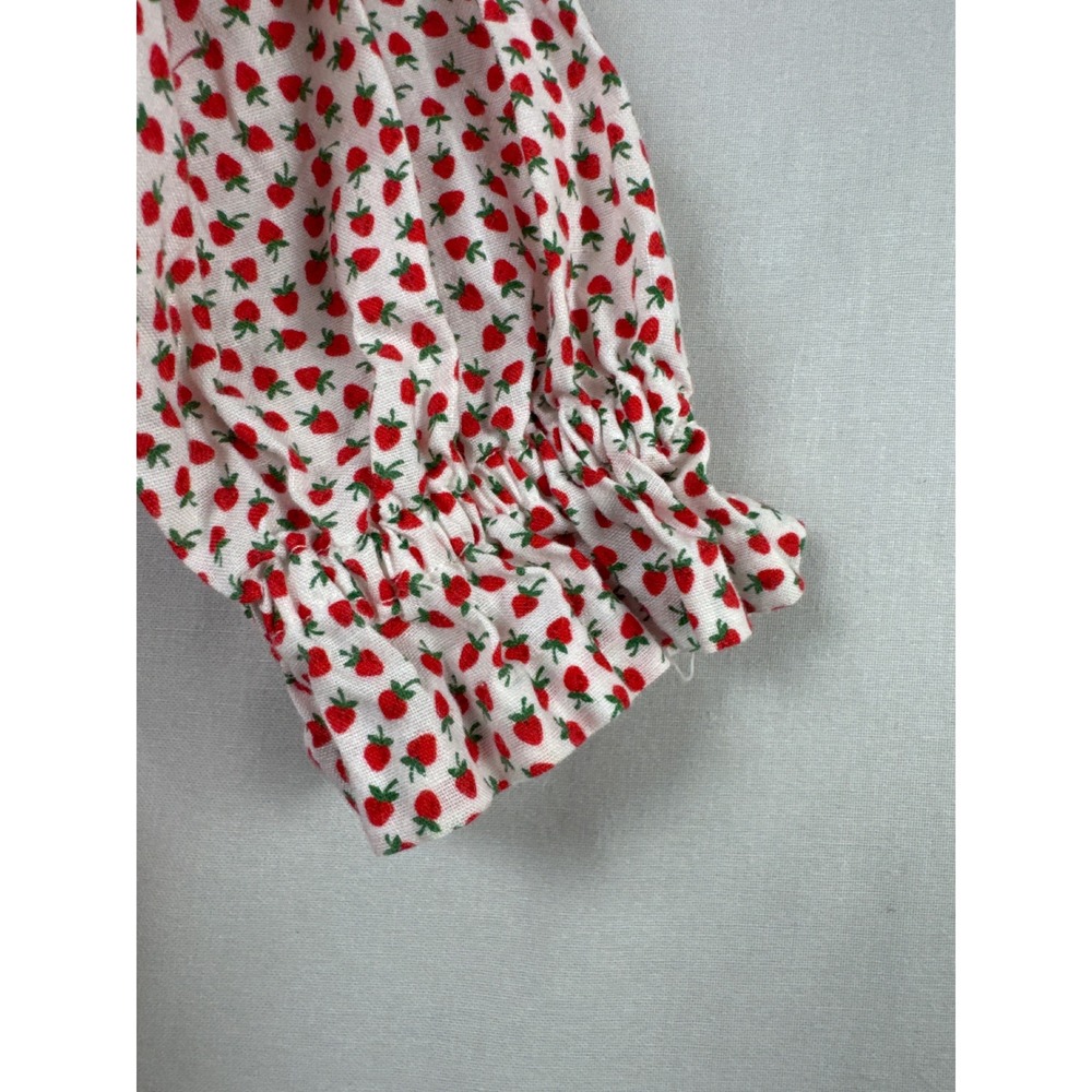 Unbranded Gingerbread Pinafore Dress Kids 3T Red Strawberry Print Lace Holiday - Picture 6 of 9